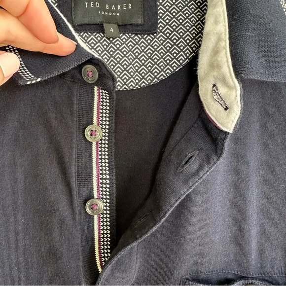 2-Ted Baker London Men’s Modern Slim Fit Polos Shirts Navy Blue Size 4 (Large) - Picture 14 of 16